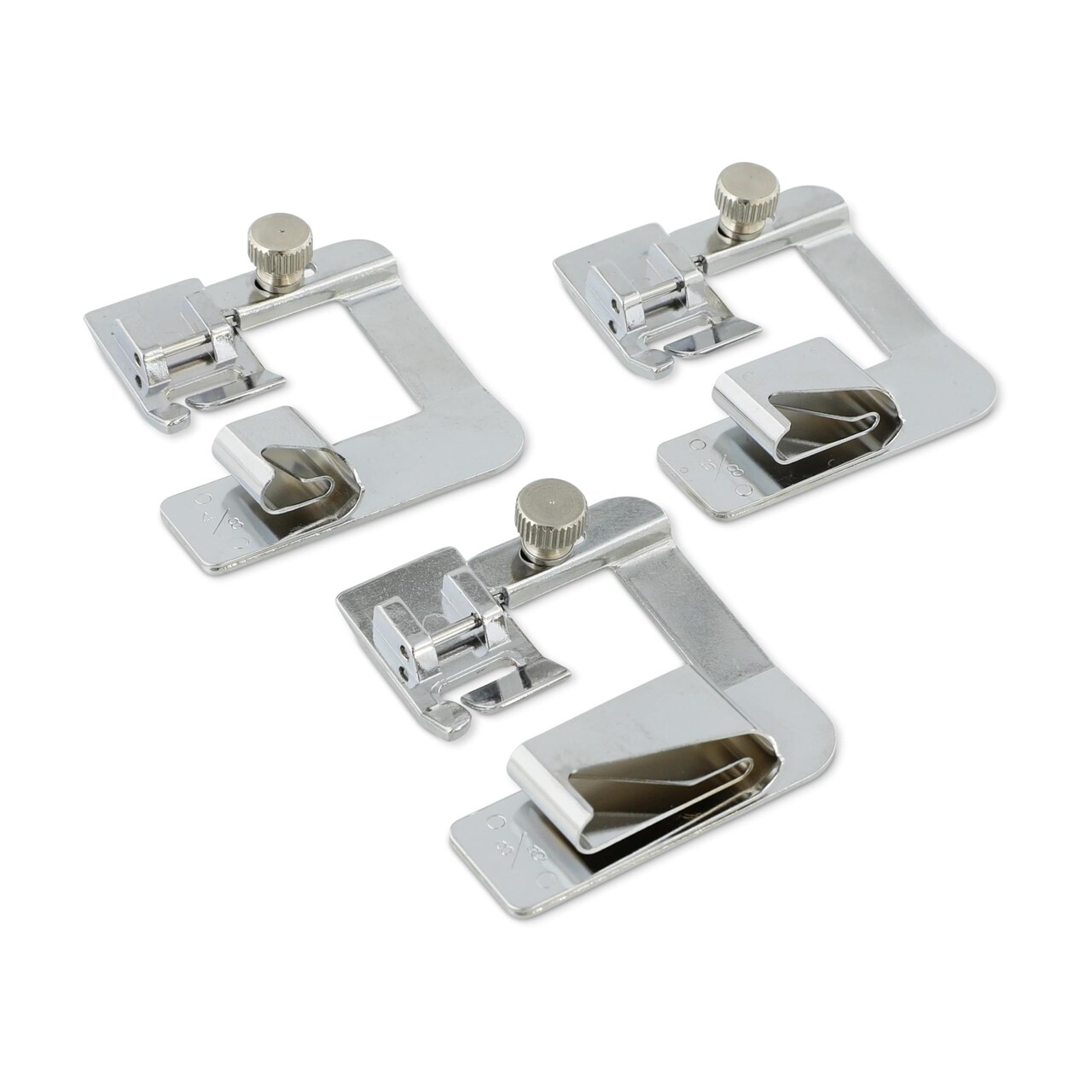 Rolled Hem Presser Foot Set – 3 Piece Wide Hemming Foot Kit Includes 1/2”, 3/4" & 1” Presser Feet – Rolled Hem Foot Compatible with Most Models of Singer, Brother, Babylock, Euro-Pro, Janome